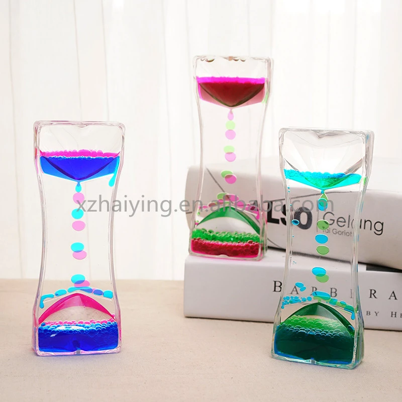 Wholesale Acrylic Resin Floating Liquid Hourglass Liquid Sand Timer