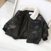 Wholesale child winter clothes for boy white  furry collar camouflage jacket