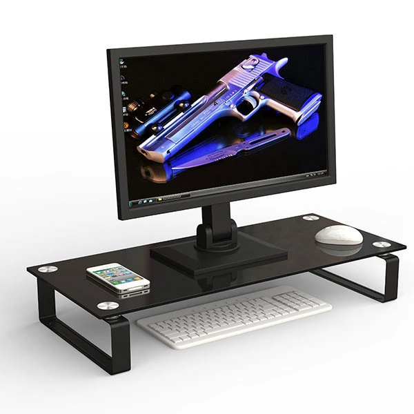 Wholesale Clear Glass Computer Monitor Stand Shelf