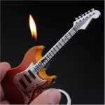 Wholesale Creative Butane Gas Metal Cigarette Lighter Refillable Tricky Funny Portable Guitar Lighter Promotion Gift