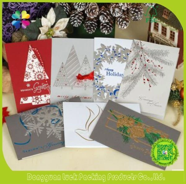 Wholesale Customized Exquisite fancy Art Paper Printed Logo Christmas Greeting Card Gift card Party Invitation card