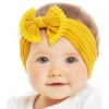 Wholesale Fashion Baby Girl Headbands Soft cotton Bow 22 Colors Bow solid color cross headband Hair accessories