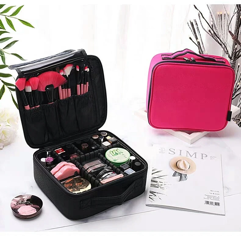Wholesale Fashion XS Portable Black and Pink Travel Cosmetic Case Makeup Bag