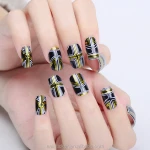 wholesale free sample gold stripes nail art printer design sticker temporary water decal wedding fake full nail wraps