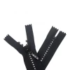 Wholesale High quality Fashionable Acrylic 5# Finished Diamond Rhinestone Zipper Black tape