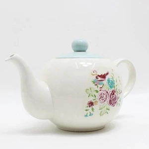 Wholesale High Quality Home Modern Design Handle Ceramic White Color Tea Pot