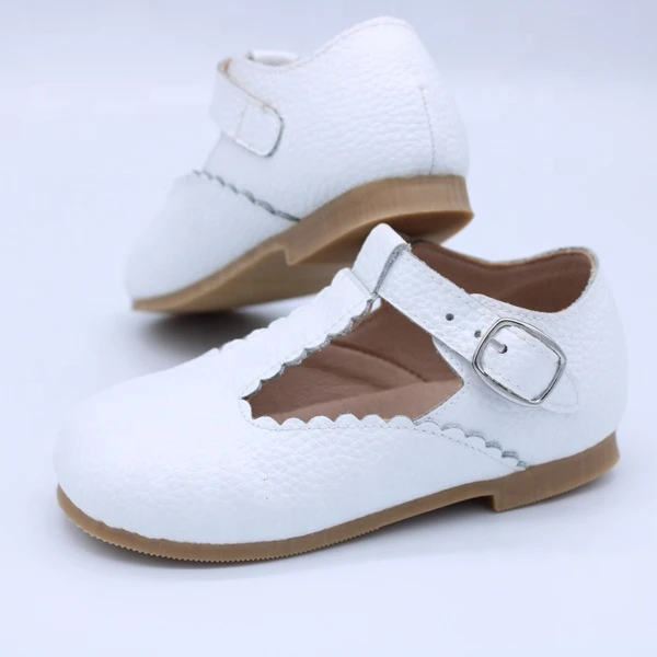 wholesale new style white genuine leather kids t bar shoes
