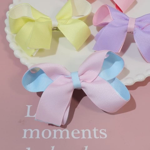 wholesale ready to ship kids hair accessories baby cute bow hair clip for girls ribbon hairpin 22A073