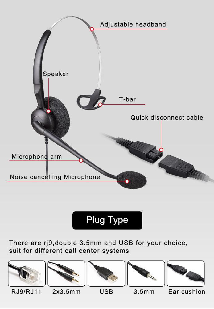 call centre headset 3.5 mm jack