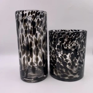 Wholesale unique tiger wave dot brown vase crystal decorative glass vase  home decoration flower container BR