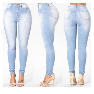 Wholesale Women Cotton Waist High Jeans