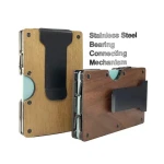 Woman or Man Minimalist Wallet with Money Clip Wooden wood RFID Carbon Fiber Wallet Credit Card Holder