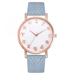 Women Fashion Luxury Leather Strap Sport Watch Twelve constellations Women Dress Watches Quartz Clock Reloj Mujer