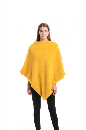 Women&#x27;s Faux Fur Solid Poncho Dual Open Front Cardigan Shawl Wrap Pashmina for Winter Indoor and Outdoor