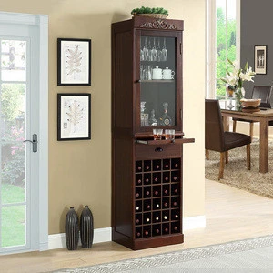 Wooden Antique Mini Bar Furniture Living Room Dining Room 2 Glass Doors Side Wine Display Cabinet