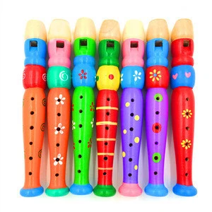 Wooden cartoon colorful flute and 6-hole piccolo and Playing musical instruments baby puzzle toys