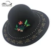 Wool Felt Hand Embroidery Wide Brim Party Hat