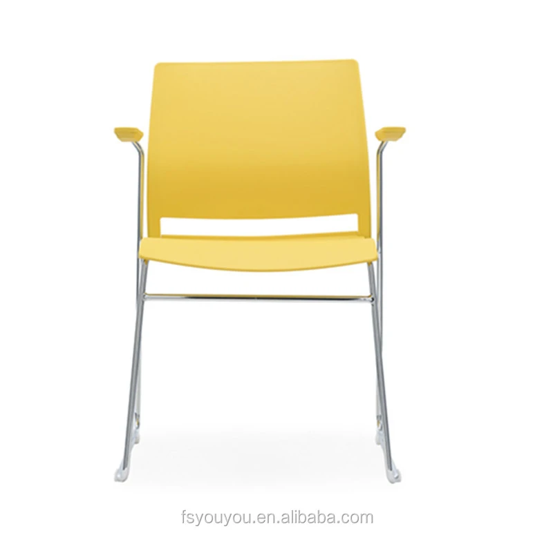 Yellow Chair Stackable Training Chair Stacking Plastic Meeting Room Leisure Office Furniture Executive Chair 360 Swivel Modern