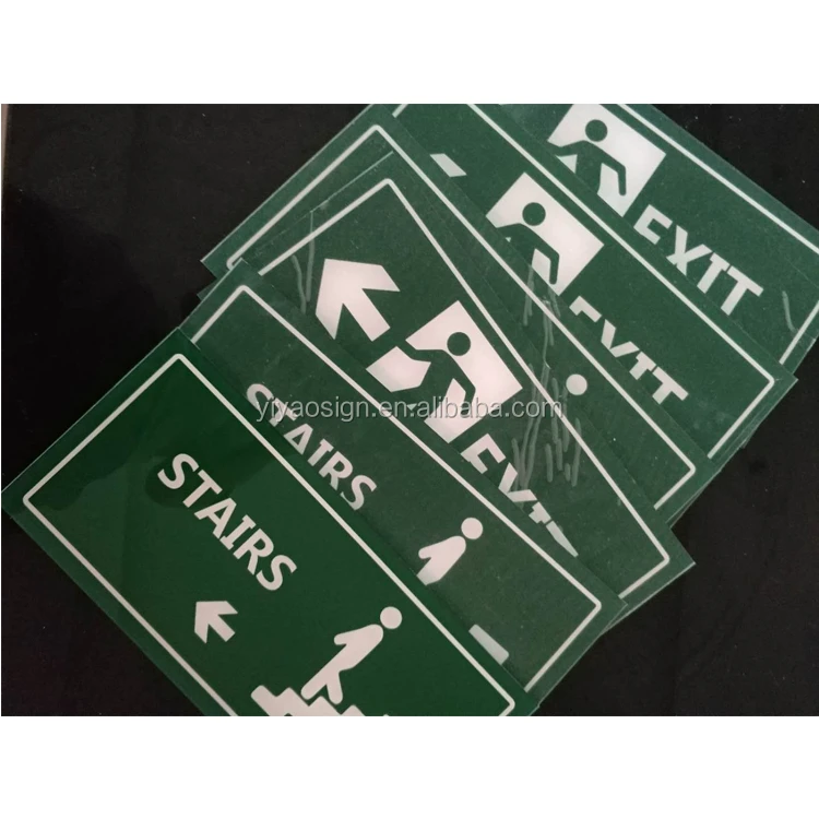 YIYAO green letters direction fire running man emergency safety exit sign plate