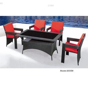 Yizhou garden Furniture Rattan Synthetic Wicker Patio Outdoor Garden Furniture Rattan party dinning Table and Chairs