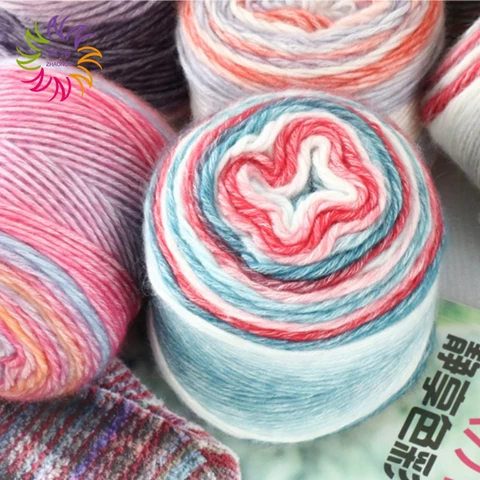 ZHAONUO 100g Rainbow Color Thick Warm DIY Crochet Knitting Hand-woven Milk Soft Baby Cotton cake Crochet yarn