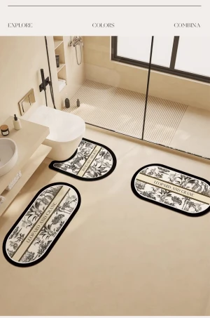 3 Piece Bathroom Rug Set anti-slip mat toilet diatomite rubber bath mat set for carpet daily decorative neat blanket