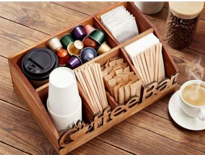 Wooden Coffee Bar Baskets