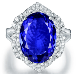 Tanzanite 100% Natural Blue Gemstone Oval Cut 12X16mm 8.45ct Tanzanite Women 18Kt White Gold Ring