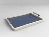 High-Gloss-Lacquer Rectangle Tray Low with Leather Decor