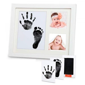 Custom Wood Newborn Baby Handprint and Footprint Clay Photo Frame