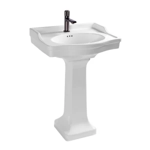 Hot sale rectangle glassy white ceramic porcelain sanitary ware freestanding pedestal sink