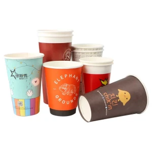 8/10/12/16/20oz Custom Printed Hot Drink Double Wall Paper Coffee Cups With Lid