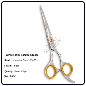 6.25" Polished Japanese Style Barber Scissors – Offset Handle Razor Edge Shears | OEM Manufacturer Pakistan