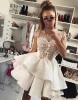 A-Line Short Homecoming Dress With Appliques Sexy Sheer Back Zipper Mini Party Dress Cocktail Dress Club Wear Cheap Mini Evening Gown