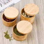 Eco-friendly 125ml 155ml 180ml 250ml Round Bamboo Bath salt Tea Spices Food Storage Container Bamboo jars with Wooden S
