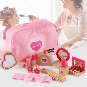 Simulation Wooden Portable Cosmetic Toy Set, Children Pretend Play Toys, Korean Cosmetic Bag Girl Gift