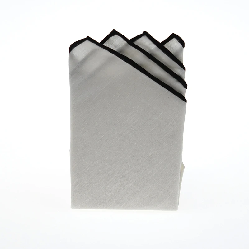 100% White Linen Handmade Hand Rolled Edge Pre-folded Pocket Square Handkerchief