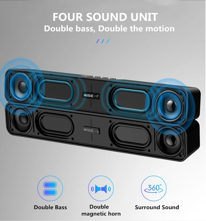 10W High Power Mini Wireless Portable Speaker Blue-tooth Sound Bar, Super Bass Speaker &amp;Double Horn for Home Theater Video Music