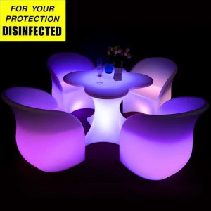 16 Colors Waterproof Outdoor Furniture LED Tables Flower Shaped Coffee Table