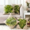 18inch*18inch Simple watercolor green tropical leaves design linen cushion cover throw pillow cover decorative pillows