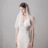 2 Layers Ivory Wedding Veil with Pearl Beaded Soft Tulle Bridal Veil Cheap Wedding Accessories