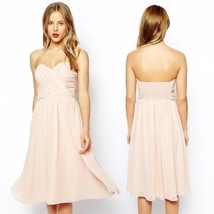 2015 New Arrival Sweetheart Neckline Bandeau Design Chiffon bridesmaid dress