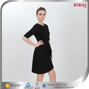 2015 New Women Black Half Sleeve Professional Career Dress with Sleeve