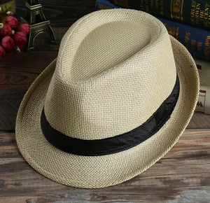 2016 Children Solid Straw hats Panama Fedora hat for children and adult Summer beach cowboy kids jazz caps