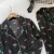 Import 2018 new long sleeved Lapel sleepwear women silk printed pajamas from China