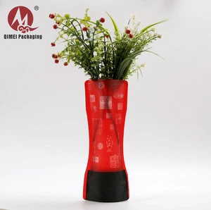 2018 odm oem product custom printing fashion red foldable clear plastic small flower vases