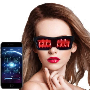 2020 custom design Rechargeable Light Up Neon Shutter Flashing Glasses Festival Rave Party Bluetooth programmable  LED Glasses
