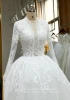 2020 luxury long sleeve backless pearl lace embroidered  real photo suzhou sabina wedding dress