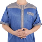 2021 Factory Sale Short Sleeve Cotton Islamic Clothing Muslim  Men Thobe Jubba