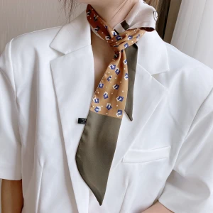 2021 New Silk Skinny Scarf Lady Long Hairband Ribbon Bag Scarfs Tie Design Belt Striped Female Luxury Brand Neck Hair Headband